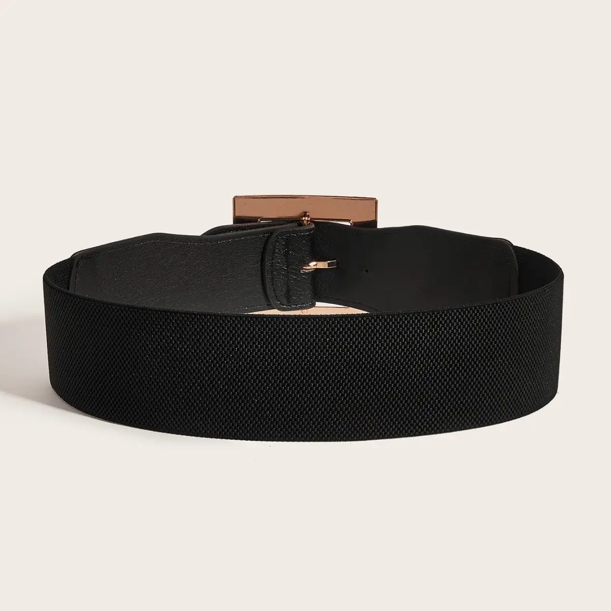Women's Elastic Waist Belt with Square Buckle