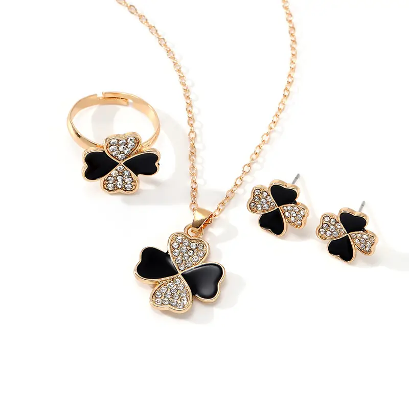 Red Four-leaf Clover Jewelry Set for Women - Image 8