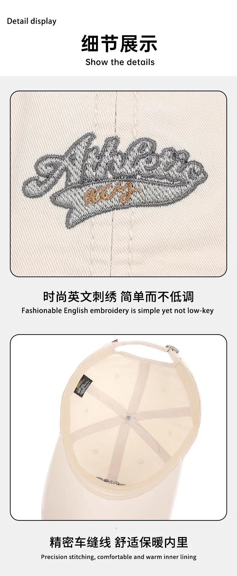 Pink Letter Embroidered Baseball Cap for Women — feature 17