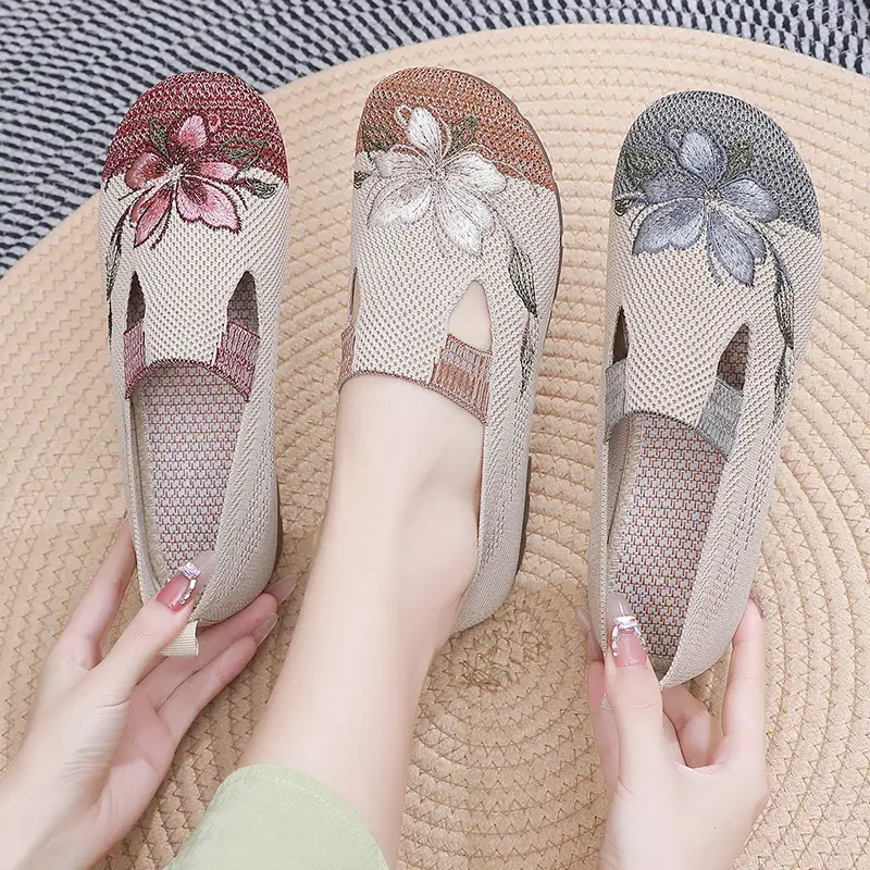 Spring New Women's Shoes, Breathable Soft-Soled Shoes, One-Piece Drop-Shipping Old Beijing Cloth Shoes, Wear-Resistant, Non-Slip, Versatile High Heels — feature 26