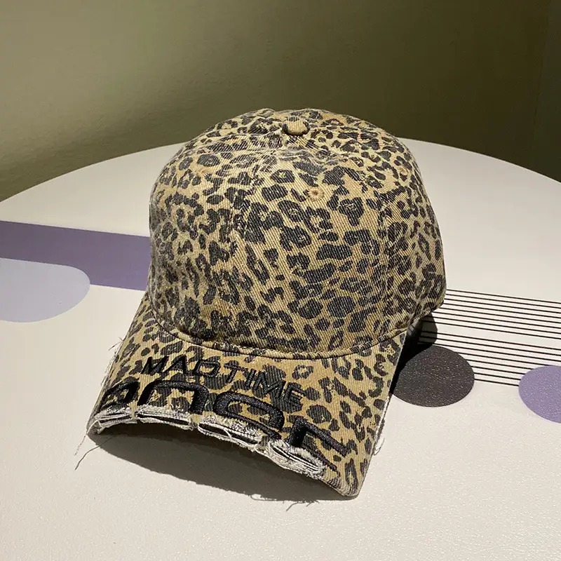 Women Distressed Denim Baseball Cap with Broken Eave & Embroidered Letter - Image 4