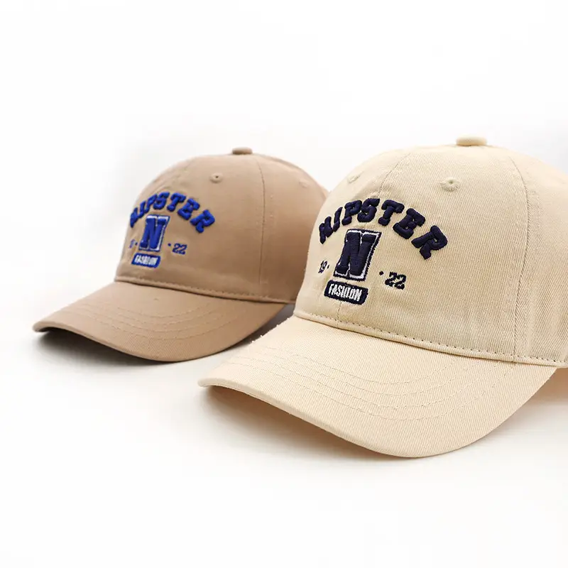 Hipster Embroidered Baseball Cap for Boys Girls Beige - Image 7