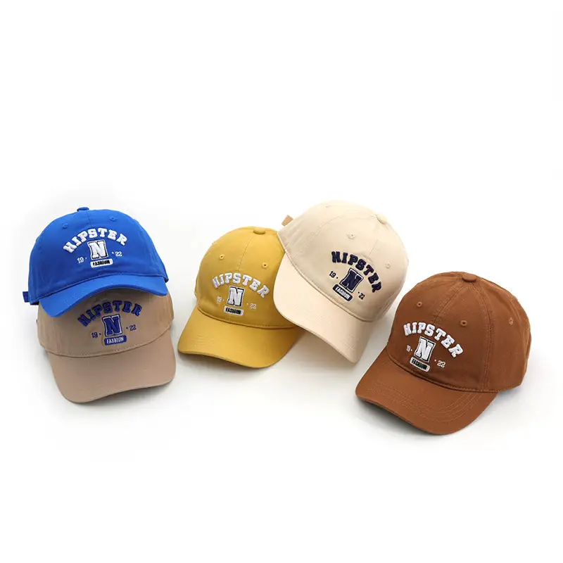 Hipster Embroidered Baseball Cap for Boys Girls Beige - Image 8