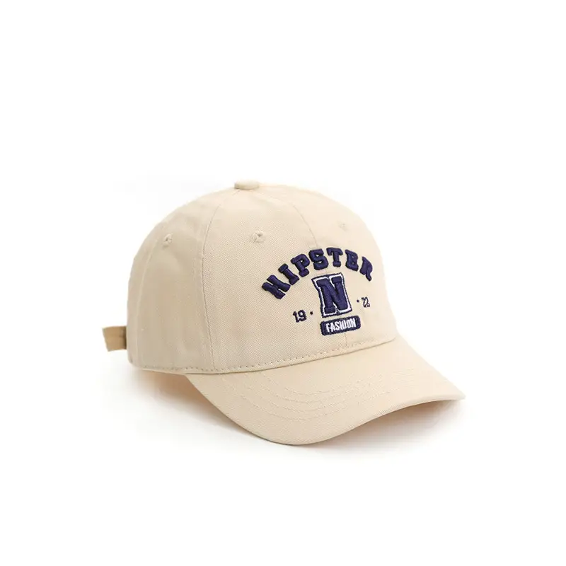 Hipster Embroidered Baseball Cap for Boys Girls Beige - Image 2