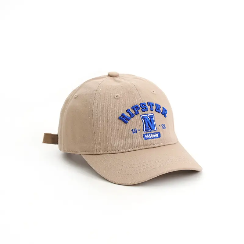 Hipster Embroidered Baseball Cap for Boys Girls Beige - Image 3