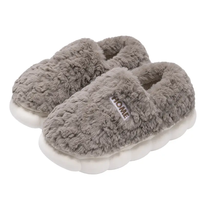 Cotton Slippers for Men's Winter Outer Wear Fleece-Lined and Thickeneded Non-Slip Warm Bag with Plush Cotton Shoes for Boys and Cotton Shoes for Men