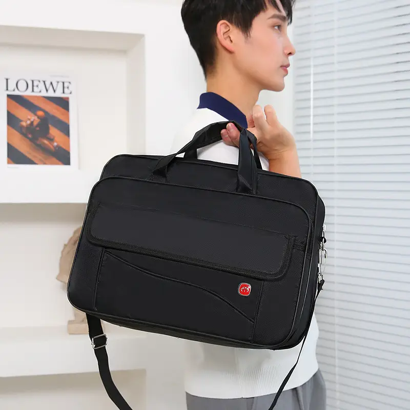 Oxford Cloth Men's 14" Business Backpack Black Multi Layer - Image 4