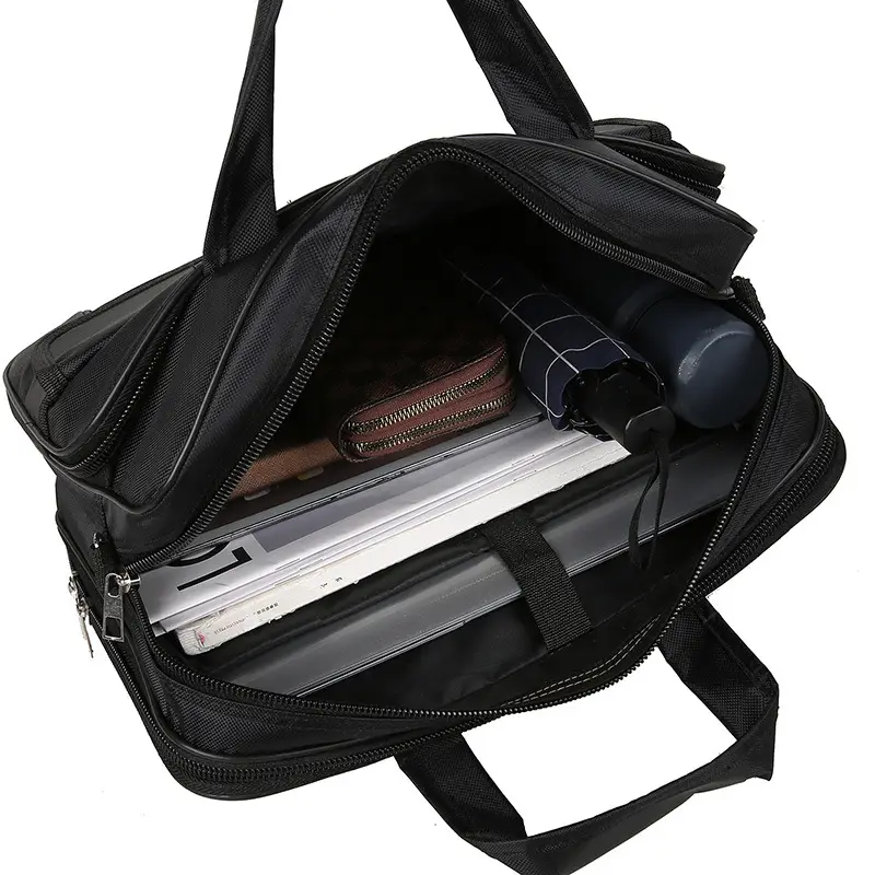 Oxford Cloth Men's 14" Business Backpack Black Multi Layer - Image 6