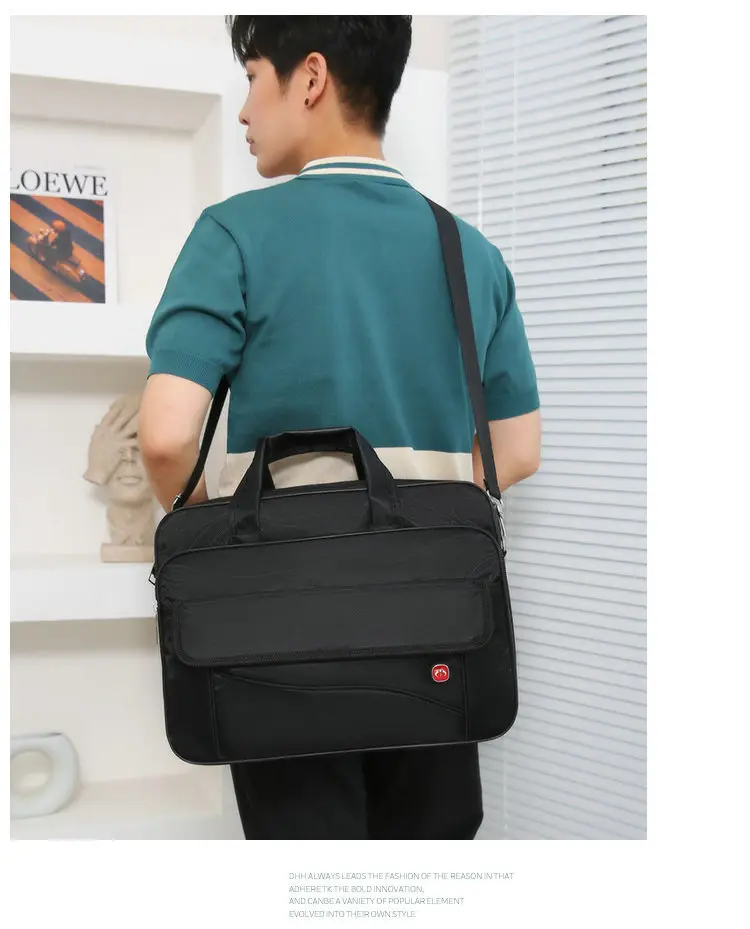 Oxford Cloth Men's 14" Business Backpack Black Multi Layer — feature 14