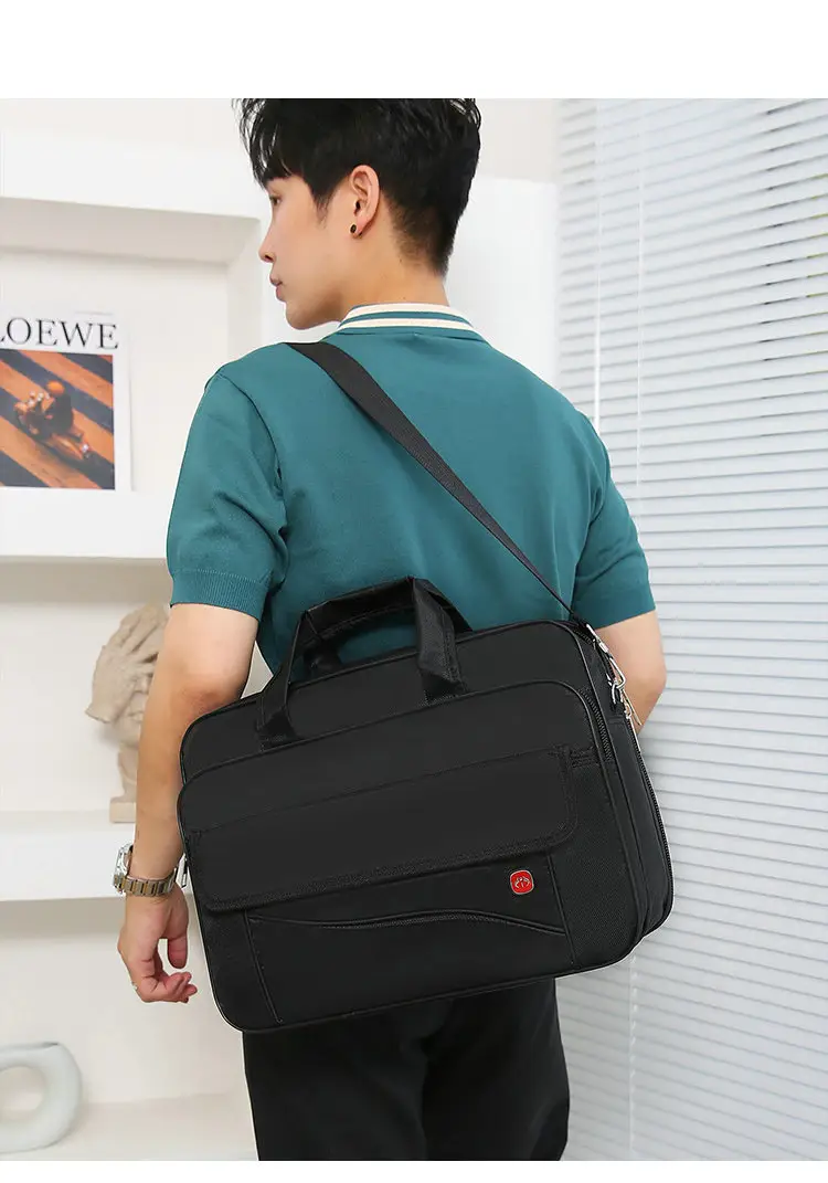 Oxford Cloth Men's 14" Business Backpack Black Multi Layer — feature 15