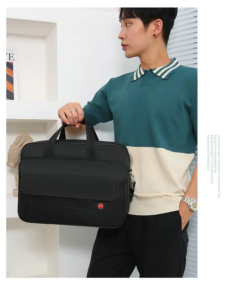 Oxford Cloth Men's 14" Business Backpack Black Multi Layer — feature 16
