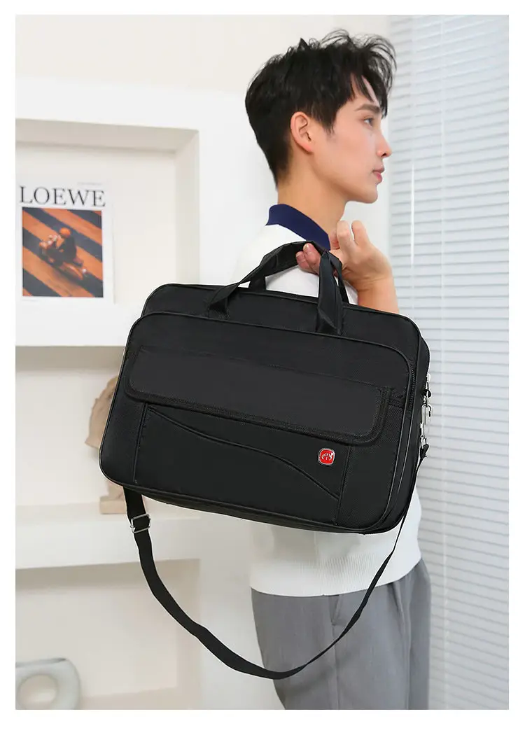 Oxford Cloth Men's 14" Business Backpack Black Multi Layer — feature 17