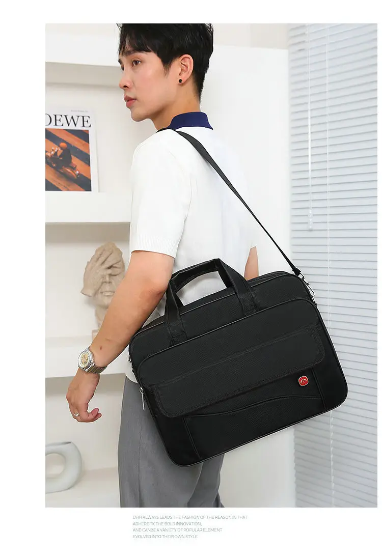 Oxford Cloth Men's 14" Business Backpack Black Multi Layer — feature 18
