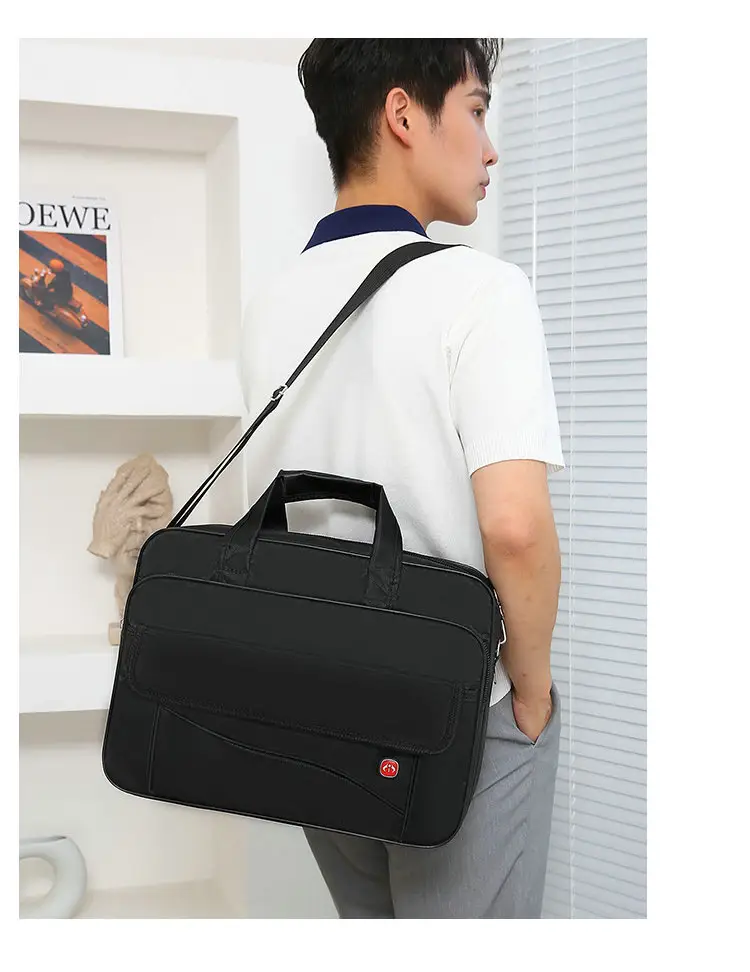 Oxford Cloth Men's 14" Business Backpack Black Multi Layer — feature 19