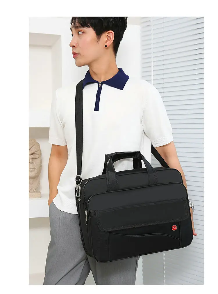 Oxford Cloth Men's 14" Business Backpack Black Multi Layer — feature 20