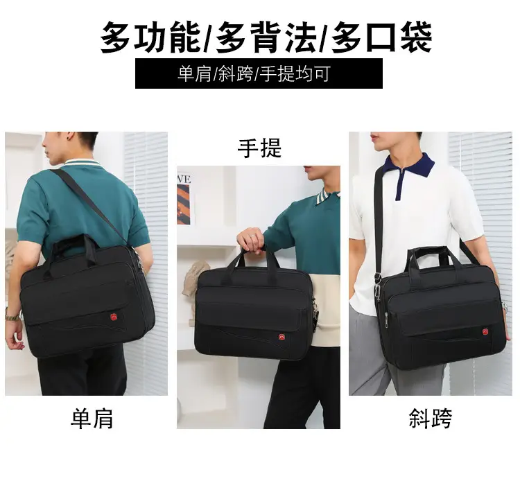 Oxford Cloth Men's 14" Business Backpack Black Multi Layer — feature 4