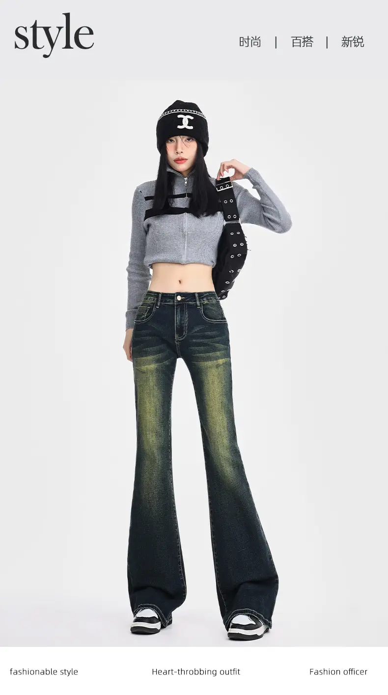 Dark Blue Flared Jeans Women Spring 2026 Slim Fit Bootcut — feature 19