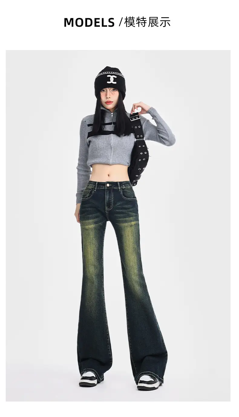 Dark Blue Flared Jeans Women Spring 2026 Slim Fit Bootcut — feature 26