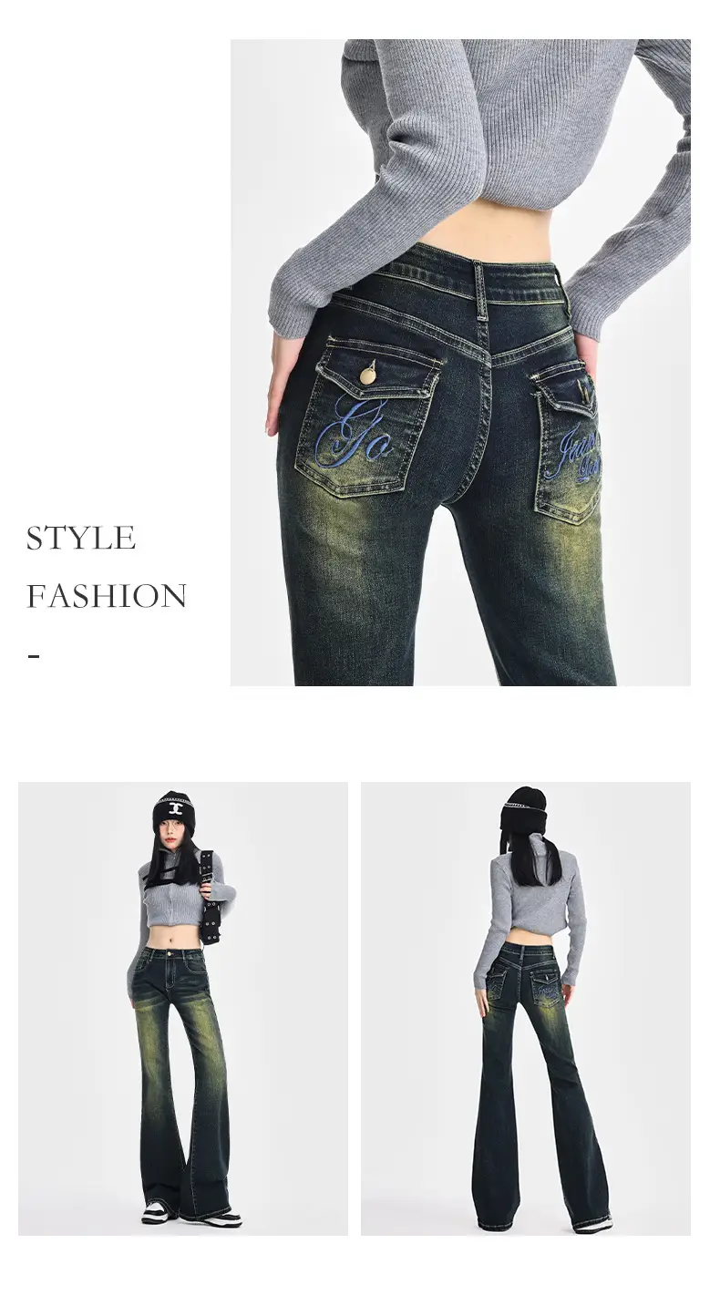 Dark Blue Flared Jeans Women Spring 2026 Slim Fit Bootcut — feature 27