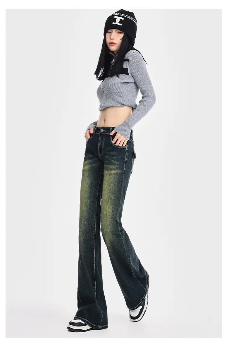 Dark Blue Flared Jeans Women Spring 2026 Slim Fit Bootcut — feature 28