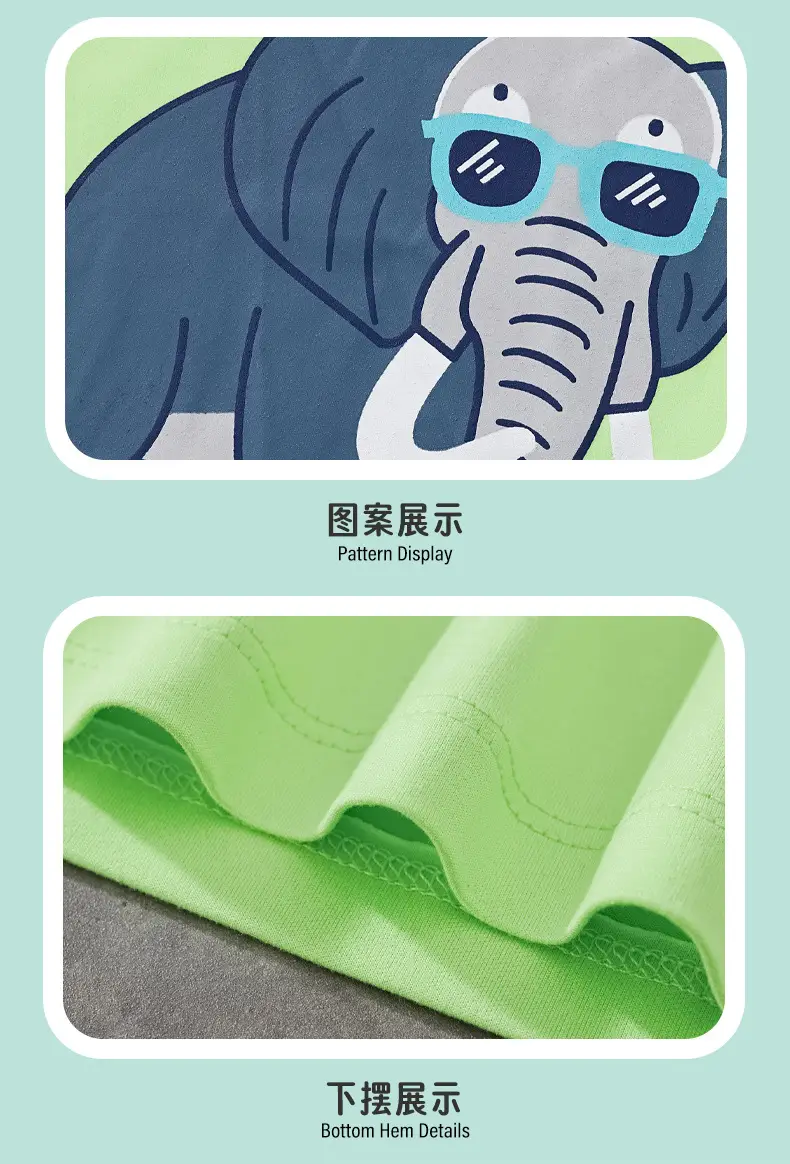 Green Cartoon Elephant T-Shirt for Boys Small Kids — feature 8