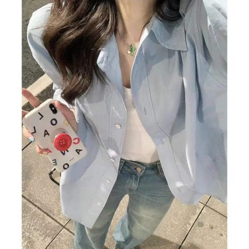American Yellow Plaid Shirt Women's Spring New Dopamine Shirt Jacket Loose Casual Retro Couple Top