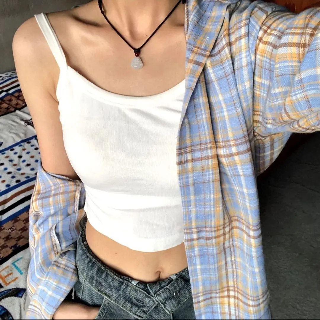 American Yellow Plaid Shirt Women's Spring New Dopamine Shirt Jacket Loose Casual Retro Couple Top