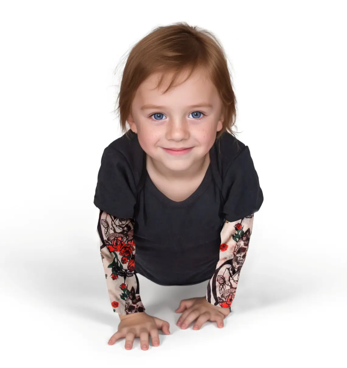 Black Floral Sleeve Baby Onesie with Buttons — feature 5