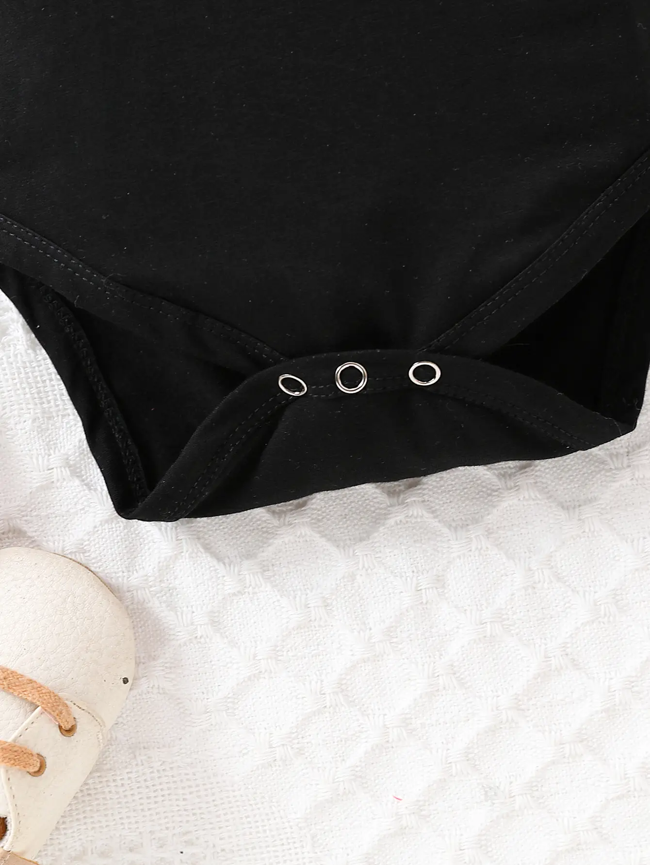 Black Floral Sleeve Baby Onesie with Buttons — feature 9
