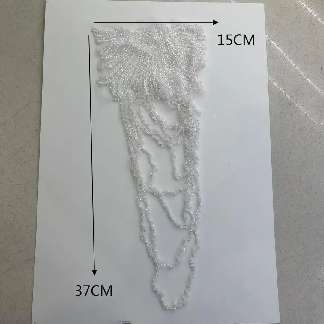 European and American Foreign Trade Explosions Retro Heavy Embroidered Tassel Stereo Crystal Pendant Beaded Wedding Dress Shoulder Cloth Stickers — feature 15