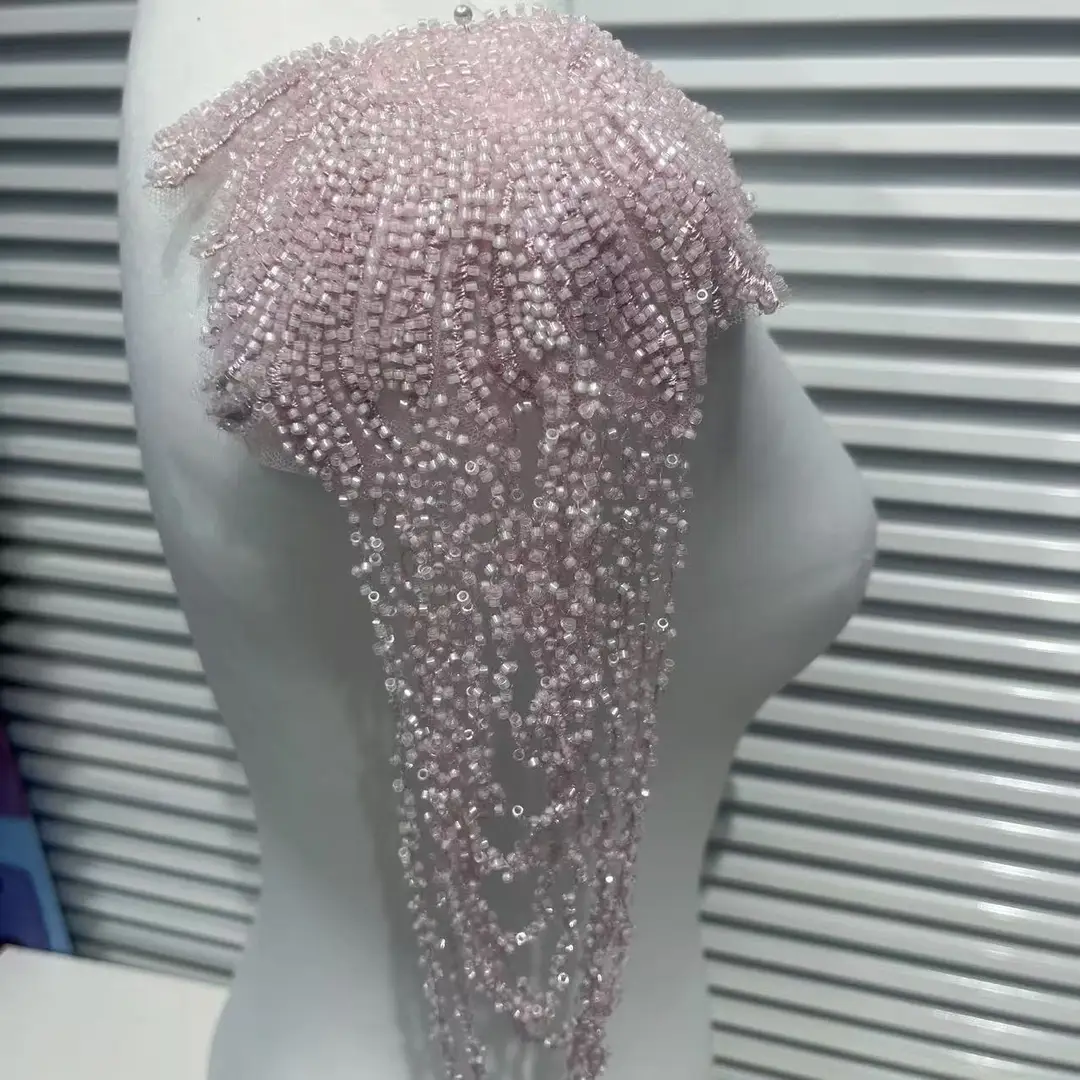 European and American Foreign Trade Explosions Retro Heavy Embroidered Tassel Stereo Crystal Pendant Beaded Wedding Dress Shoulder Cloth Stickers
