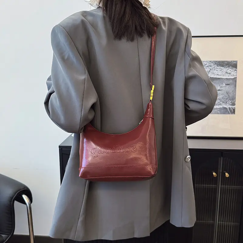 Women's Niche Shoulder Bag Brown Leather 2025 Spring - Image 7