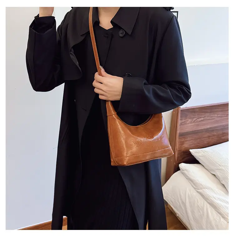 Women's Niche Shoulder Bag Brown Leather 2025 Spring — feature 11