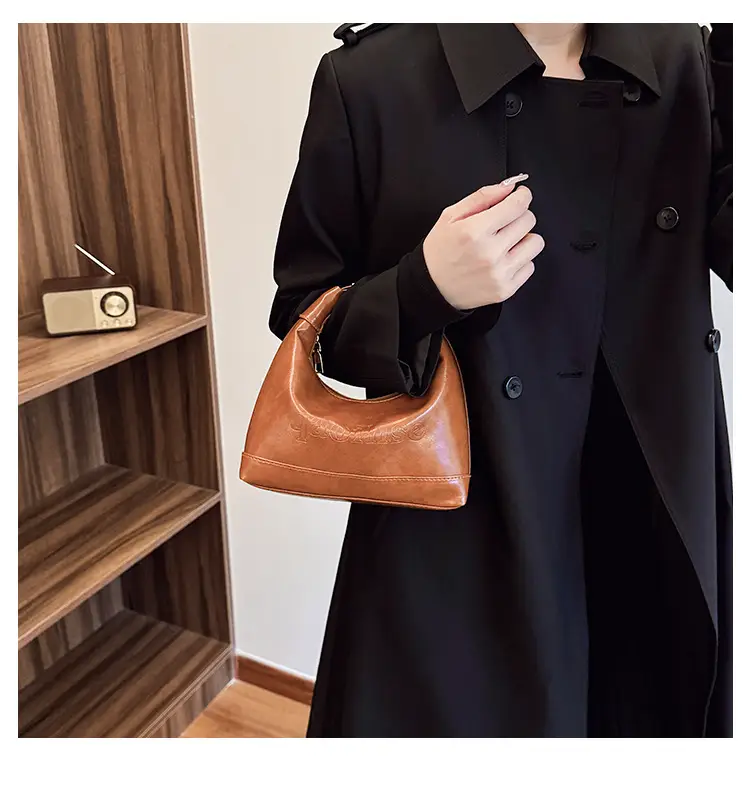 Women's Niche Shoulder Bag Brown Leather 2025 Spring — feature 12