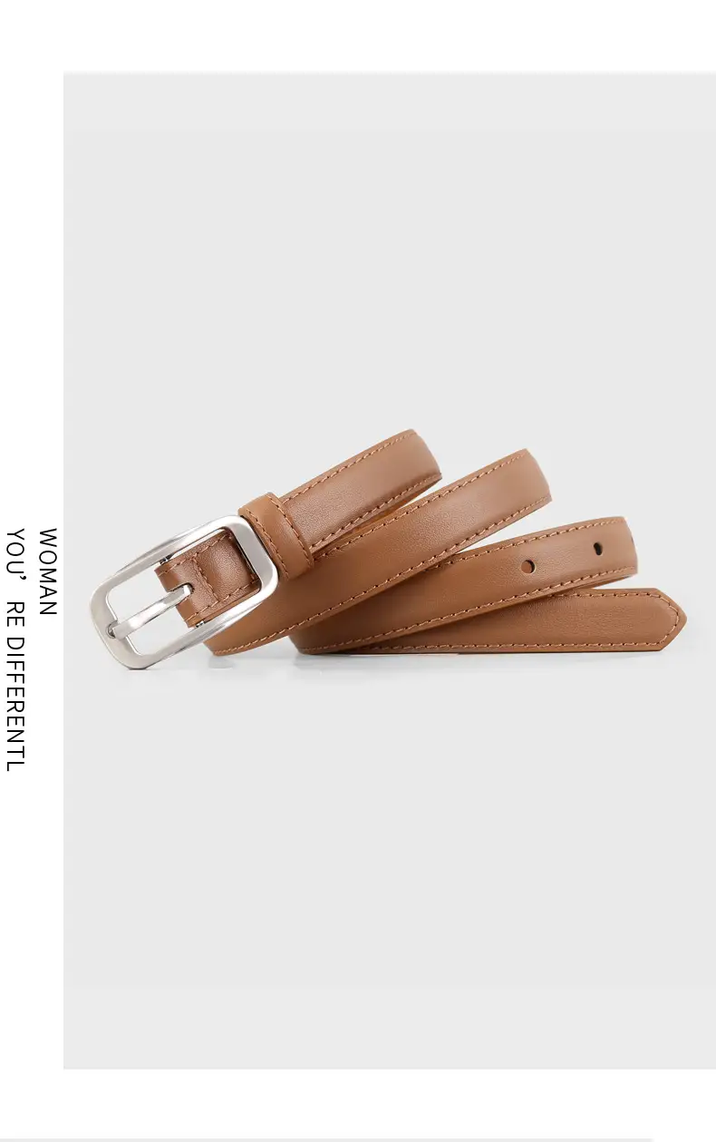 Black Genuine Leather Women's Belt with Square Buckle — feature 12