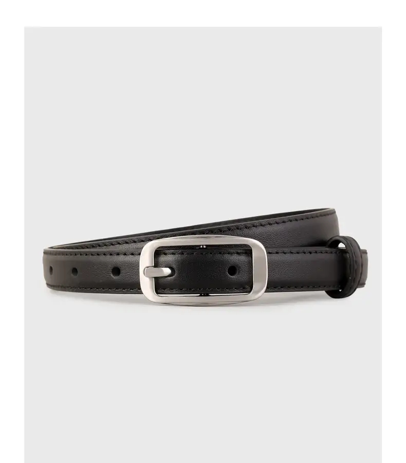 Black Genuine Leather Women's Belt with Square Buckle — feature 16