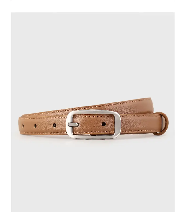 Black Genuine Leather Women's Belt with Square Buckle — feature 17