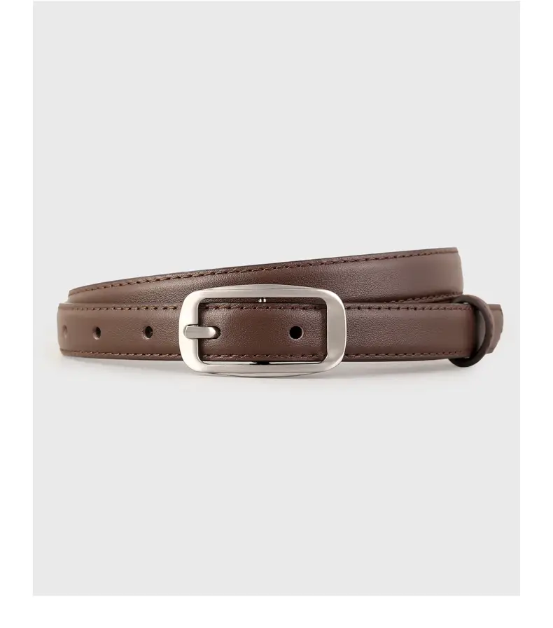 Black Genuine Leather Women's Belt with Square Buckle — feature 18