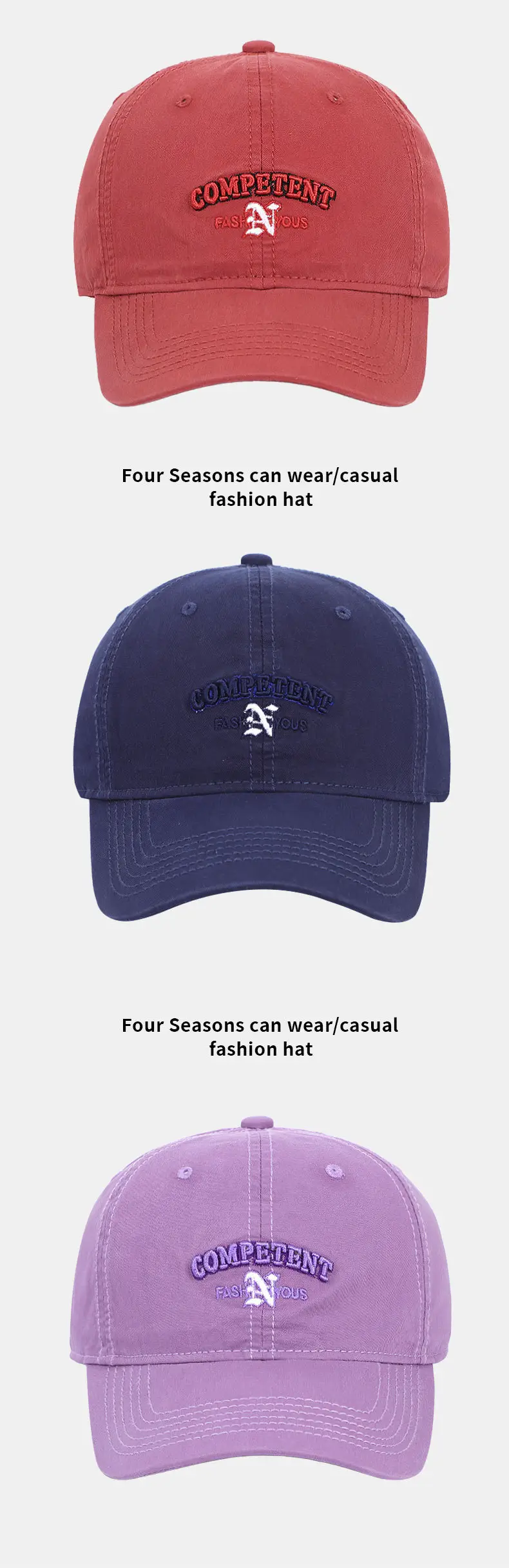 Purple Embroidered Baseball Cap for Women Men — feature 16