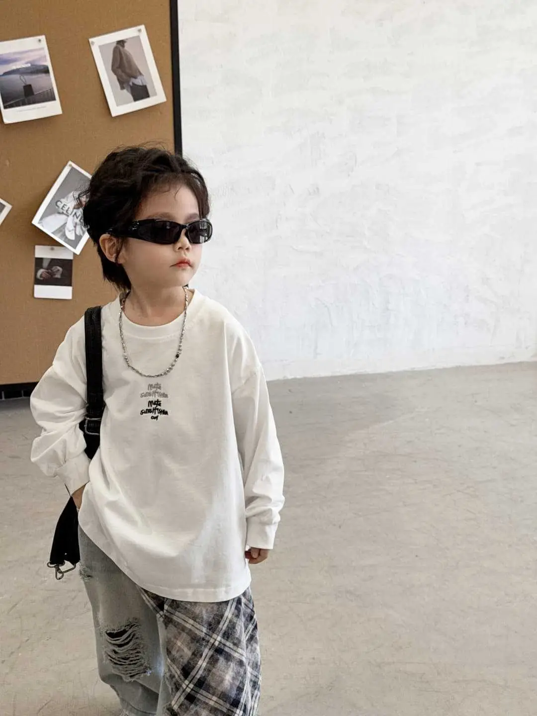 Children's 2025 Loose Long Sleeve T-Shirt White - Image 3