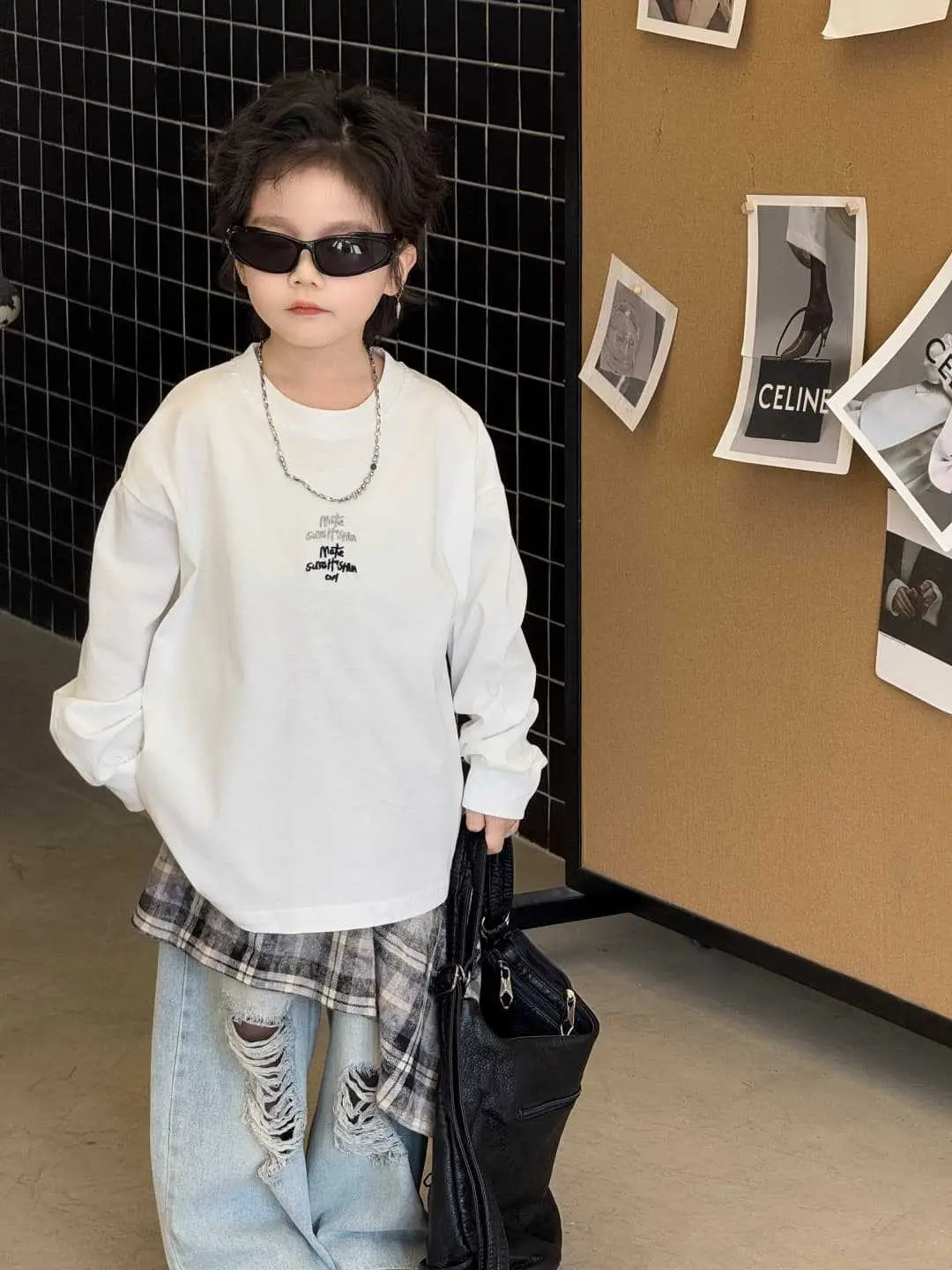 Children's 2025 Loose Long Sleeve T-Shirt White — feature 2