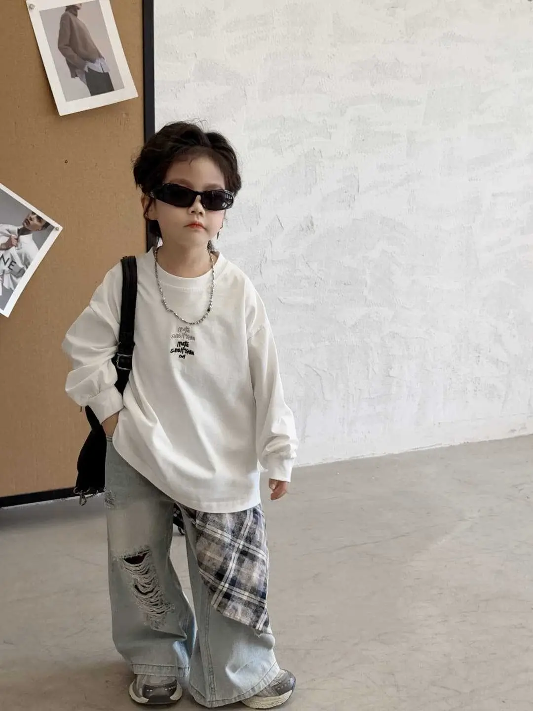 Children's 2025 Loose Long Sleeve T-Shirt White — feature 4