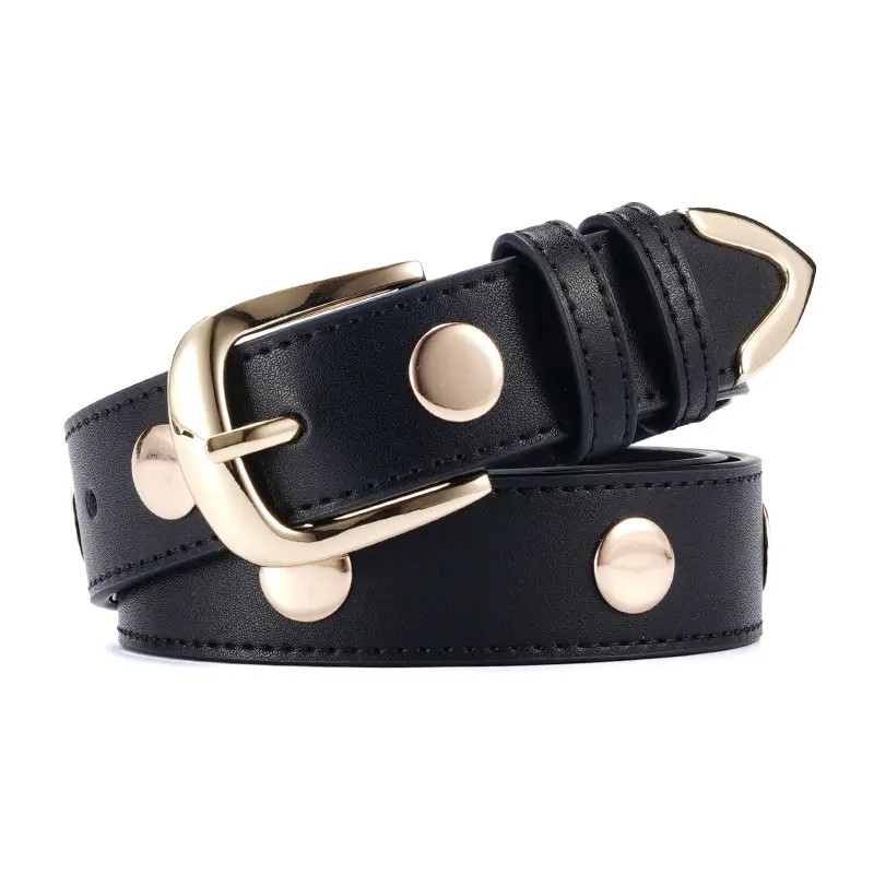 Black Rivet Buckle Belt for Women - Image 4