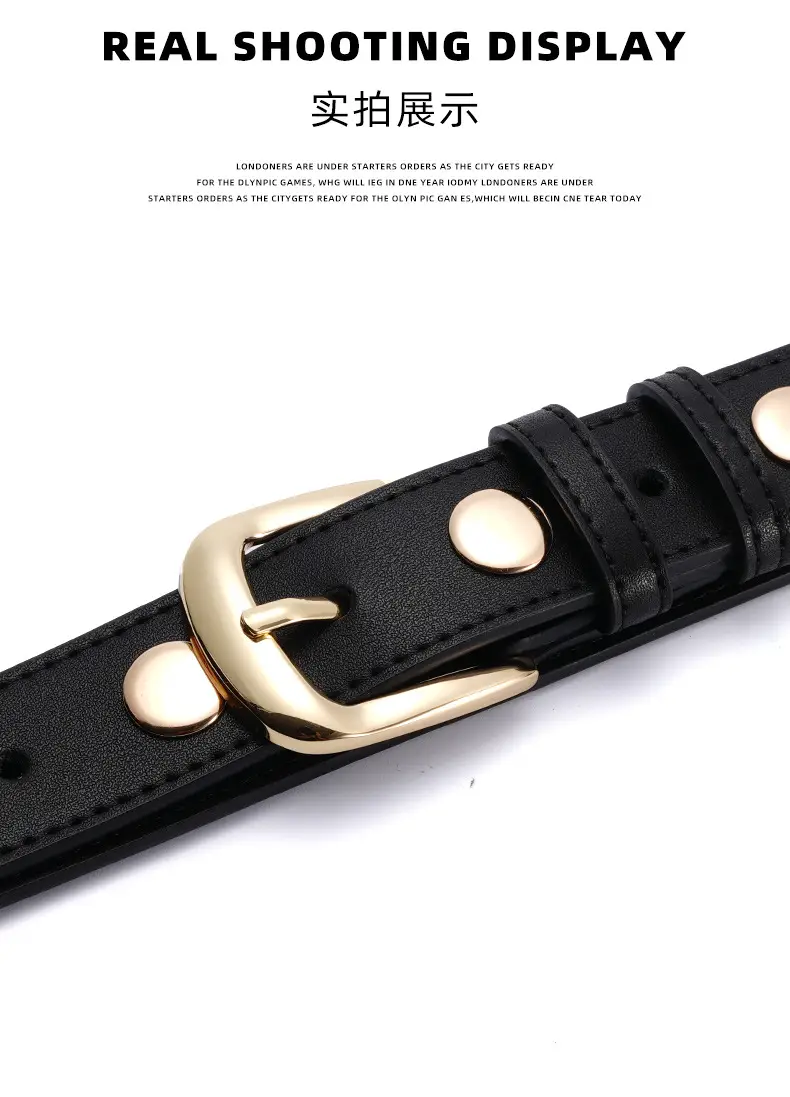 Black Rivet Buckle Belt for Women — feature 10