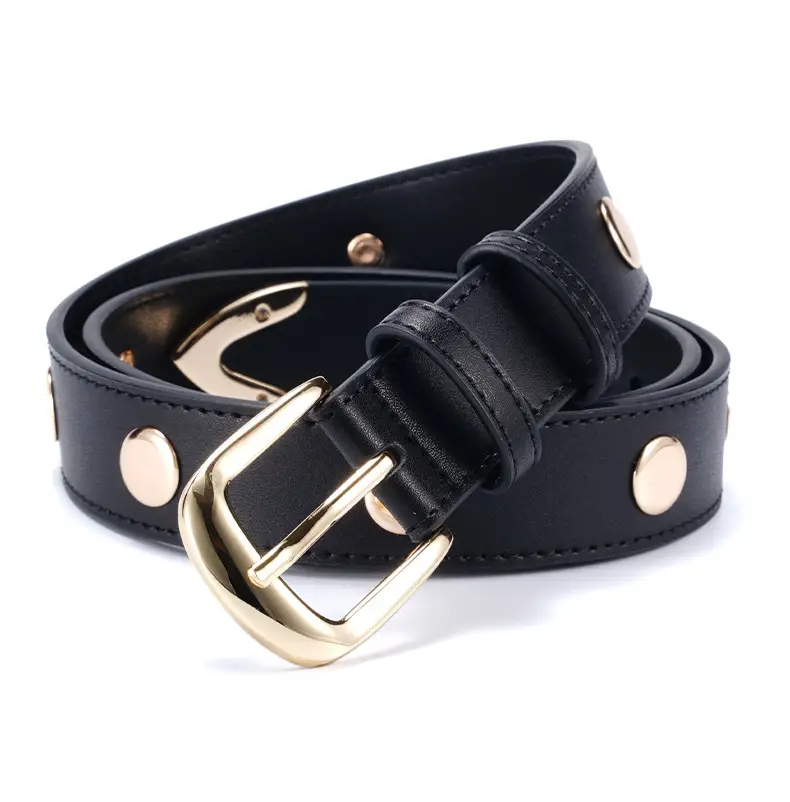 Black Rivet Buckle Belt for Women — feature 12