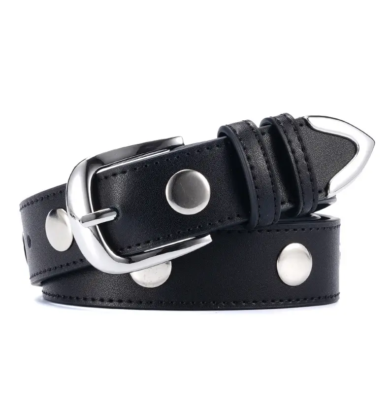 Black Rivet Buckle Belt for Women — feature 14