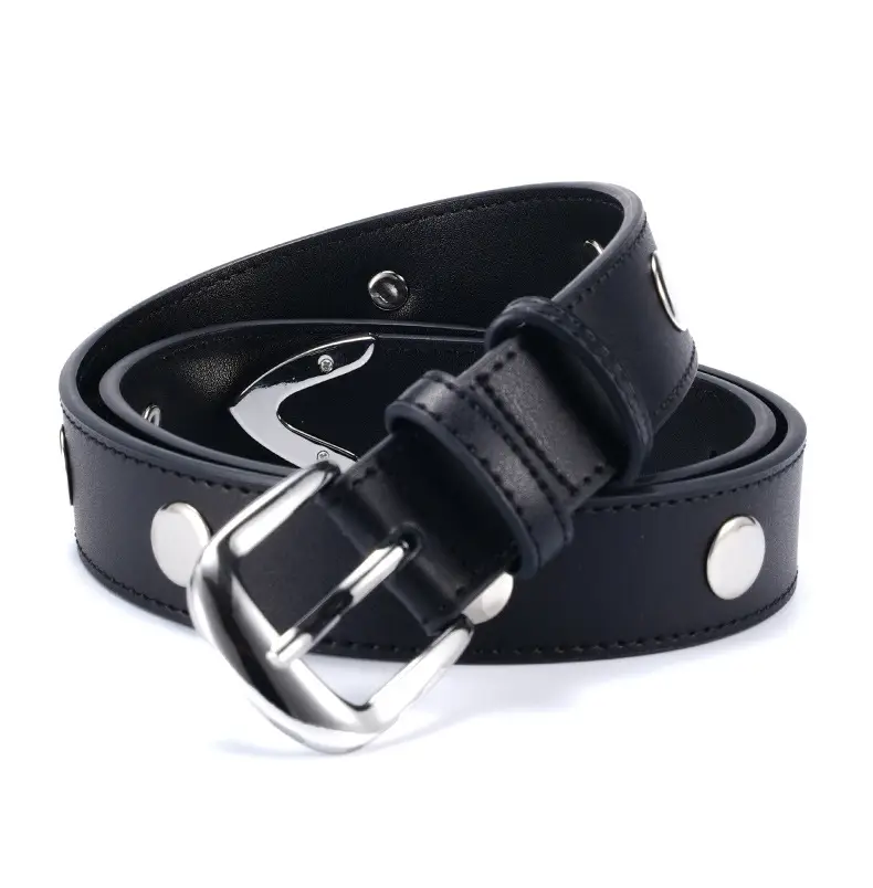 Black Rivet Buckle Belt for Women — feature 15
