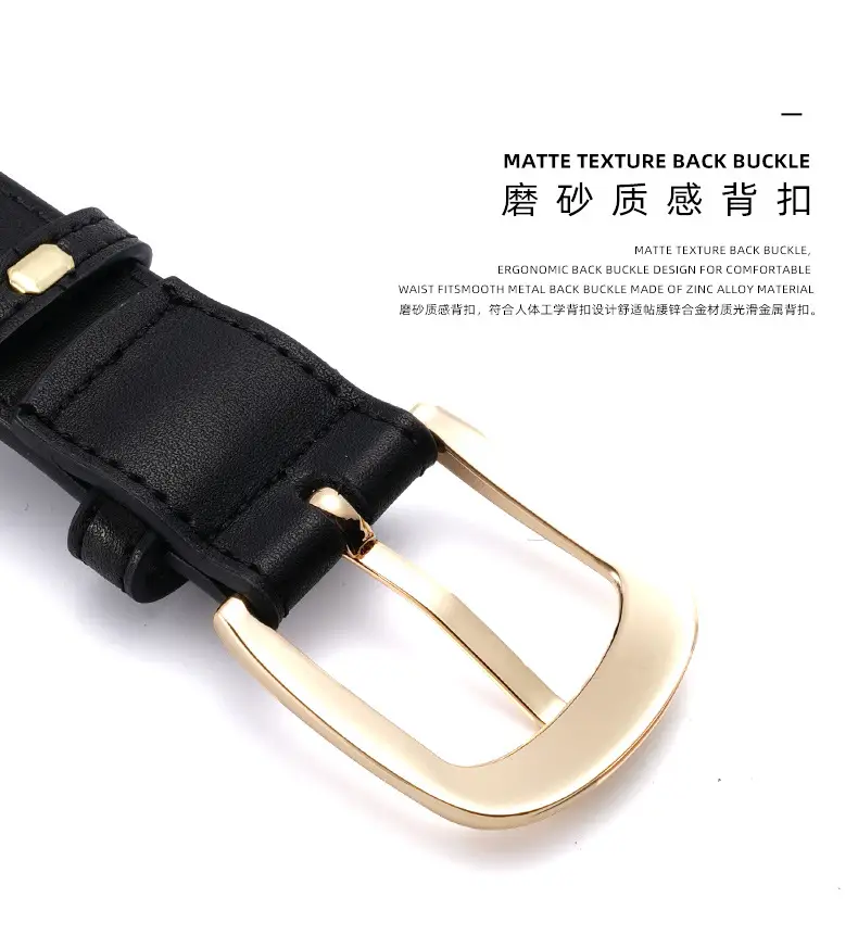 Black Rivet Buckle Belt for Women — feature 4