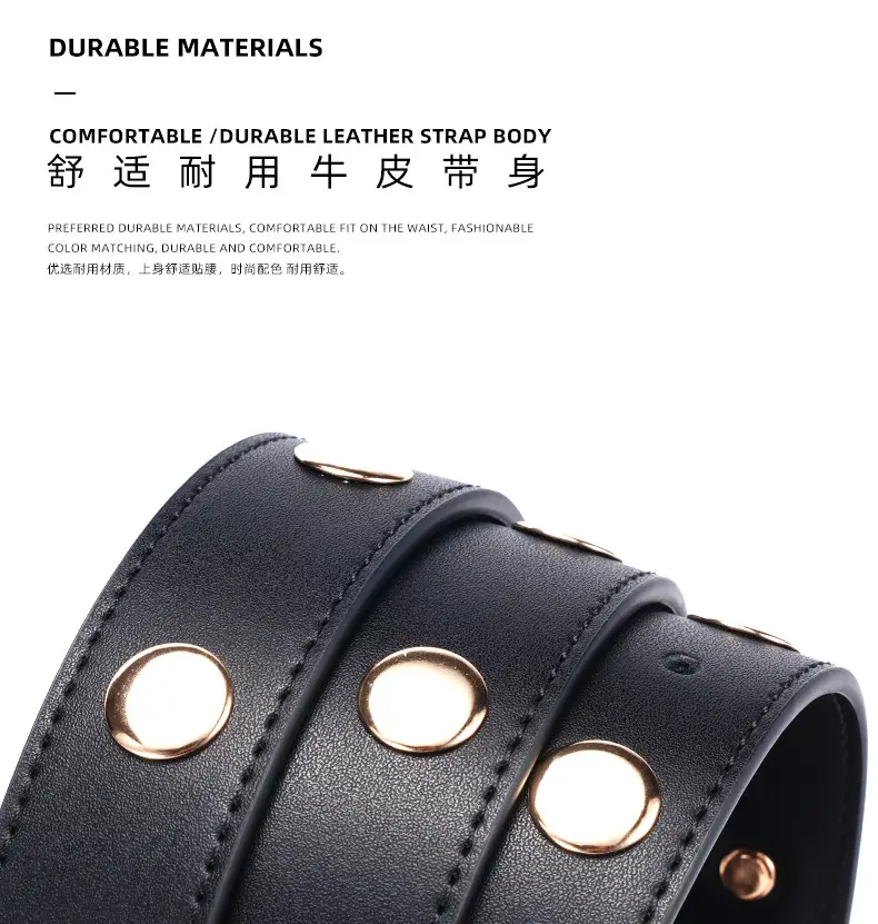 Black Rivet Buckle Belt for Women — feature 5