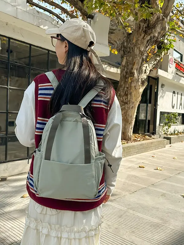 Crossbody Student Backpack Light Grey Multi-Purpose - Image 8